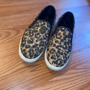 Cheetah print slip ons